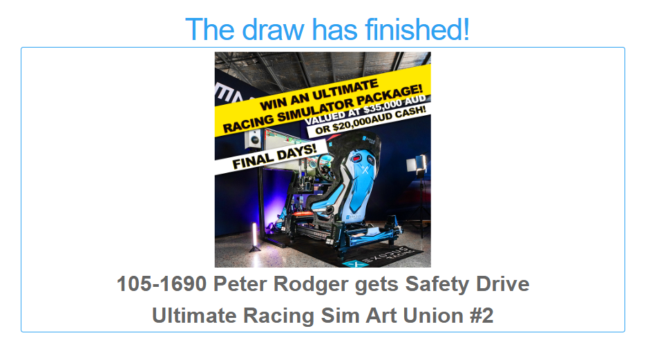 Ultimate Racing Simulator Art Union #2 SimRigs $35,000 Racing Sim or $20k Cash